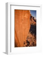 A Skilled Climber Takes a Lap, Dylan Wall, San Rafael Swell, Utah-Louis Arevalo-Framed Photographic Print