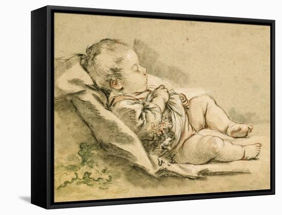 A Sleeping Baby-Francois Boucher-Framed Stretched Canvas