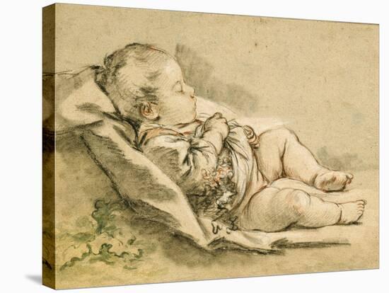 A Sleeping Baby-Francois Boucher-Stretched Canvas