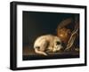 A Sleeping Dog with Terracotta Pot, 1650-Gerrit or Gerard Dou-Framed Giclee Print