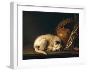 A Sleeping Dog with Terracotta Pot, 1650-Gerrit or Gerard Dou-Framed Giclee Print