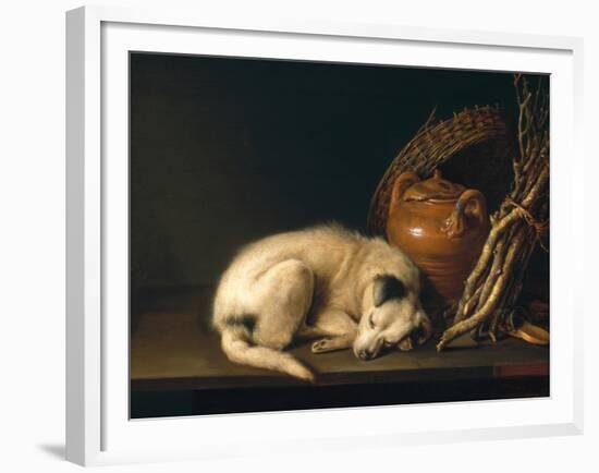 A Sleeping Dog with Terracotta Pot, 1650-Gerrit or Gerard Dou-Framed Giclee Print