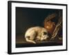 A Sleeping Dog with Terracotta Pot, 1650-Gerrit or Gerard Dou-Framed Giclee Print