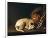 A Sleeping Dog with Terracotta Pot, 1650-Gerrit or Gerard Dou-Framed Giclee Print