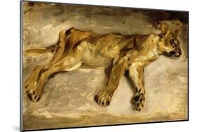 A Sleeping Lioness, C.1830-Eugene Delacroix-Mounted Giclee Print