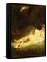 A Sleeping Nymph Blocked by a Satyr, C.1846-47-Jean-François Millet-Framed Stretched Canvas