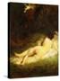 A Sleeping Nymph Blocked by a Satyr, C.1846-47-Jean-François Millet-Stretched Canvas