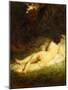 A Sleeping Nymph Blocked by a Satyr, C.1846-47-Jean-François Millet-Mounted Giclee Print
