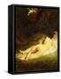 A Sleeping Nymph Blocked by a Satyr, C.1846-47-Jean-François Millet-Framed Stretched Canvas