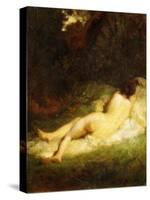 A Sleeping Nymph Blocked by a Satyr, C.1846-47-Jean-François Millet-Stretched Canvas