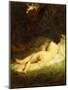 A Sleeping Nymph Blocked by a Satyr, C.1846-47-Jean-François Millet-Mounted Giclee Print