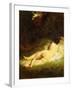 A Sleeping Nymph Blocked by a Satyr, C.1846-47-Jean-François Millet-Framed Giclee Print