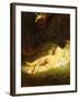 A Sleeping Nymph Blocked by a Satyr, C.1846-47-Jean-François Millet-Framed Giclee Print