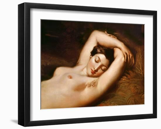 A Sleeping Nymph (Detail of the Head), 1850 (Oil on Canvas)-Theodore Chasseriau-Framed Giclee Print