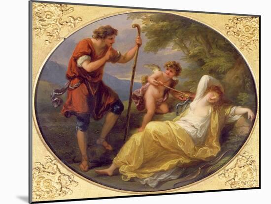 A Sleeping Nymph Watched by a Shepherd, 1780 (Oil on Copper)-Angelica Kauffmann-Mounted Giclee Print