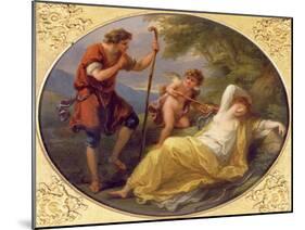 A Sleeping Nymph Watched by a Shepherd, 1780 (Oil on Copper)-Angelica Kauffmann-Mounted Giclee Print