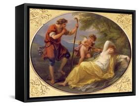 A Sleeping Nymph Watched by a Shepherd, 1780 (Oil on Copper)-Angelica Kauffmann-Framed Stretched Canvas