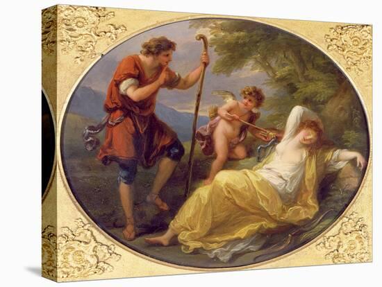 A Sleeping Nymph Watched by a Shepherd, 1780 (Oil on Copper)-Angelica Kauffmann-Stretched Canvas