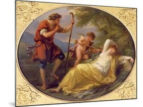 A Sleeping Nymph Watched by a Shepherd, 1780 (Oil on Copper)-Angelica Kauffmann-Mounted Giclee Print