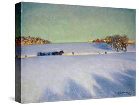 A Sleigh in a Snowbound Landscape-Gustaf Ankarcrona-Stretched Canvas