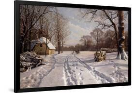 A Sleigh Ride Through a Winter Landscape, 1915-Peder Mork Monsted-Framed Giclee Print