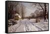 A Sleigh Ride through a Winter Landscape-Peder Mork Monsted-Framed Stretched Canvas