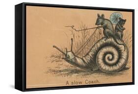 A Slow Coach Mice Riding A Snail-null-Framed Stretched Canvas