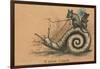 A Slow Coach Mice Riding A Snail-null-Framed Photographic Print