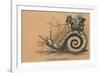 A Slow Coach Mice Riding A Snail-null-Framed Photographic Print