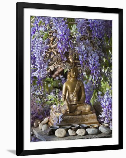 A Small Buddha Shrine Surrounded by Wisteria in Hotel Gangtey Palace, 100-Year-Old Building, Once a-Nigel Pavitt-Framed Photographic Print