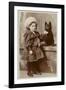 A Small Girl in a Sailor Suit Poses with Her Schipperke-null-Framed Photographic Print