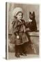 A Small Girl in a Sailor Suit Poses with Her Schipperke-null-Stretched Canvas