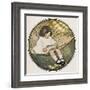 A Small Girl Sits on a Hammock Amusing Herself by Reading an Atlas-null-Framed Art Print