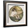 A Small Girl Sits on a Hammock Amusing Herself by Reading an Atlas-null-Framed Art Print