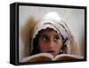 A Small Girl Takes Lessons at the Nangalam High School in Nangalam, Eastern Afghanistan-null-Framed Stretched Canvas