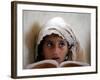 A Small Girl Takes Lessons at the Nangalam High School in Nangalam, Eastern Afghanistan-null-Framed Photographic Print