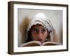 A Small Girl Takes Lessons at the Nangalam High School in Nangalam, Eastern Afghanistan-null-Framed Photographic Print