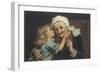 A Small Girl Whispers a Very Big Secret to Her Conspiratorial Grandmother-null-Framed Art Print