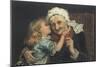 A Small Girl Whispers a Very Big Secret to Her Conspiratorial Grandmother-null-Mounted Art Print