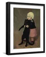 A Small Girl with a Cat, 1889-Théophile Alexandre Steinlen-Framed Giclee Print