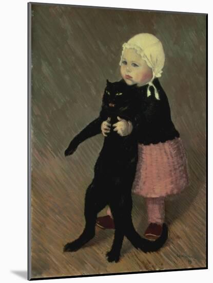 A Small Girl with a Cat, 1889-Théophile Alexandre Steinlen-Mounted Giclee Print