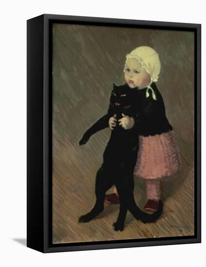 A Small Girl with a Cat, 1889-Théophile Alexandre Steinlen-Framed Stretched Canvas