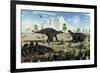 A Small Group of Stegosaurid Miragaia Dinosaurs-null-Framed Art Print