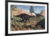 A Small Group of Stegosaurid Miragaia Dinosaurs-null-Framed Art Print