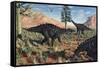 A Small Group of Stegosaurid Miragaia Dinosaurs-null-Framed Stretched Canvas