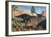 A Small Group of Stegosaurid Miragaia Dinosaurs-null-Framed Art Print