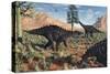 A Small Group of Stegosaurid Miragaia Dinosaurs-null-Stretched Canvas