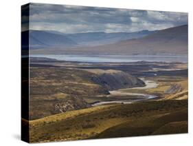 A Small River Runs into a Lake in Torres Del Paine National Park-Alex Saberi-Stretched Canvas