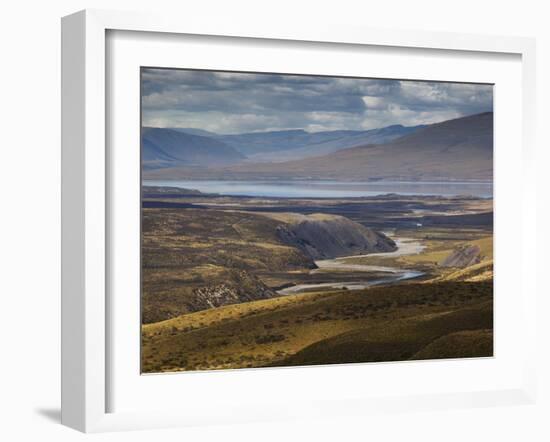 A Small River Runs into a Lake in Torres Del Paine National Park-Alex Saberi-Framed Photographic Print