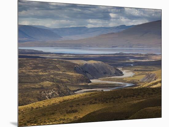 A Small River Runs into a Lake in Torres Del Paine National Park-Alex Saberi-Mounted Photographic Print